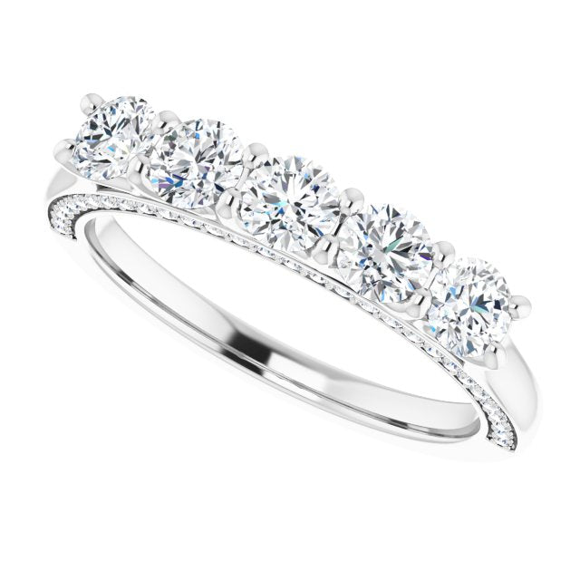 1.00 ct. Round Cut Diamond Wedding Band Hidden Side Accent Diamonds-VIRABYANI