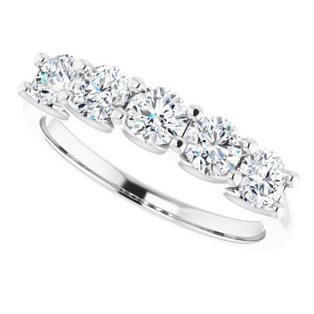 1.00 ct. Round Cut Diamond Wedding Band 5 Stone Anniversary Ring-VIRABYANI