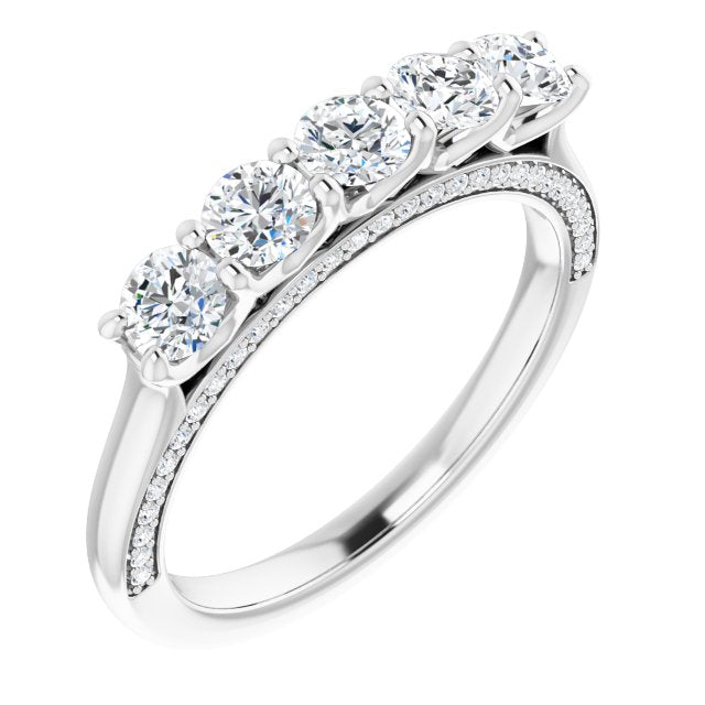 1.00 ct. Round Cut Diamond Wedding Band Hidden Side Accent Diamonds-VIRABYANI