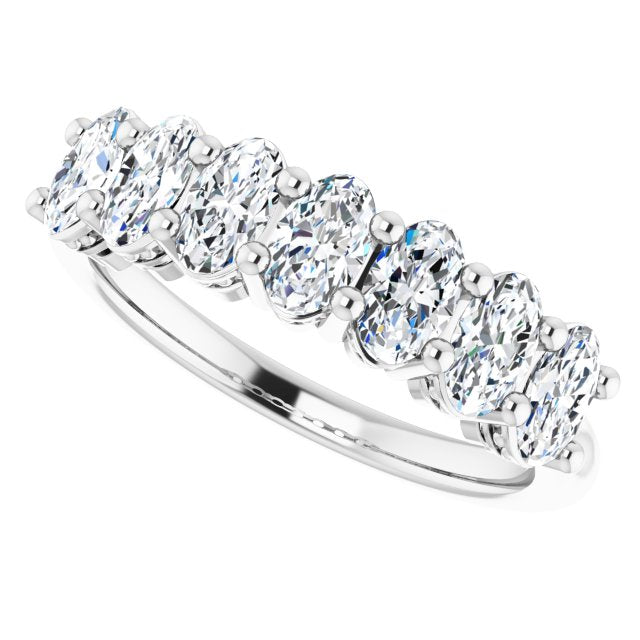 1.47 ct. Oval Cut Diamond Wedding Band 7 Stone Anniversary Ring-VIRABYANI