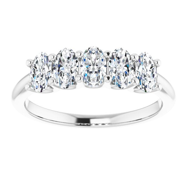 1.05 ct. Oval Cut Diamond Wedding Band 5 Stone Anniversary Ring-VIRABYANI