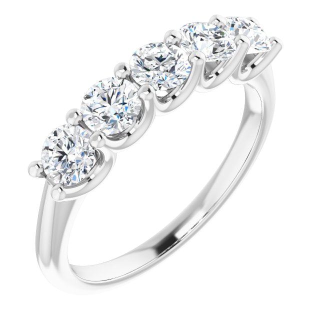 1.00 ct. Round Cut Diamond Wedding Band 5 Stone Anniversary Ring-VIRABYANI