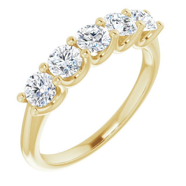 1.00 ct. Round Cut Diamond Wedding Band 5 Stone Anniversary Ring-VIRABYANI