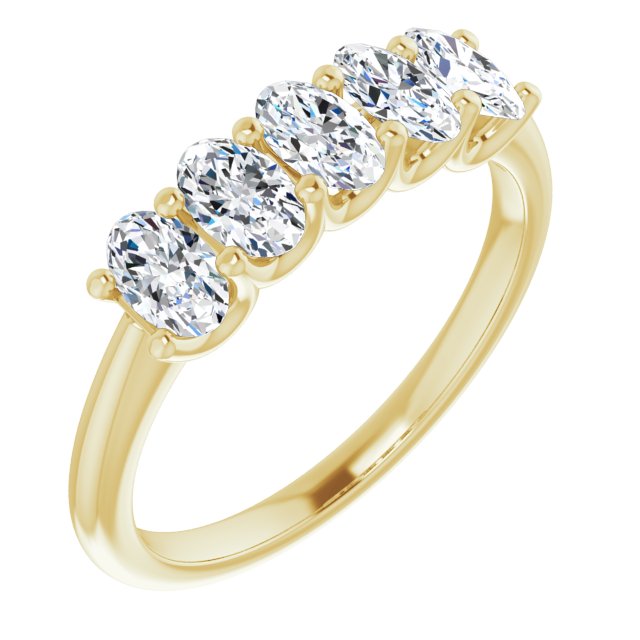 1.05 ct. Oval Cut Diamond Wedding Band 5 Stone Anniversary Ring-VIRABYANI