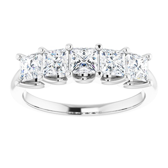 1.45 ct. Princess Cut Diamond Wedding Band 5 Stone Anniversary Ring-VIRABYANI