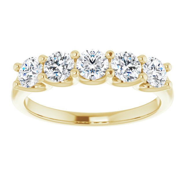 1.00 ct. Round Cut Diamond Wedding Band 5 Stone Anniversary Ring-VIRABYANI