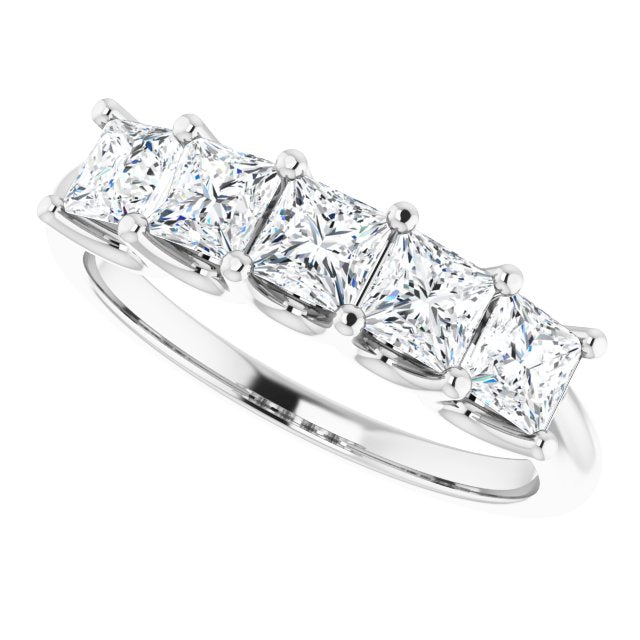 1.45 ct. Princess Cut Diamond Wedding Band 5 Stone Anniversary Ring-VIRABYANI