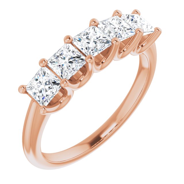 1.45 ct. Princess Cut Diamond Wedding Band 5 Stone Anniversary Ring-VIRABYANI