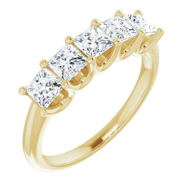 1.45 ct. Princess Cut Diamond Wedding Band 5 Stone Anniversary Ring-VIRABYANI