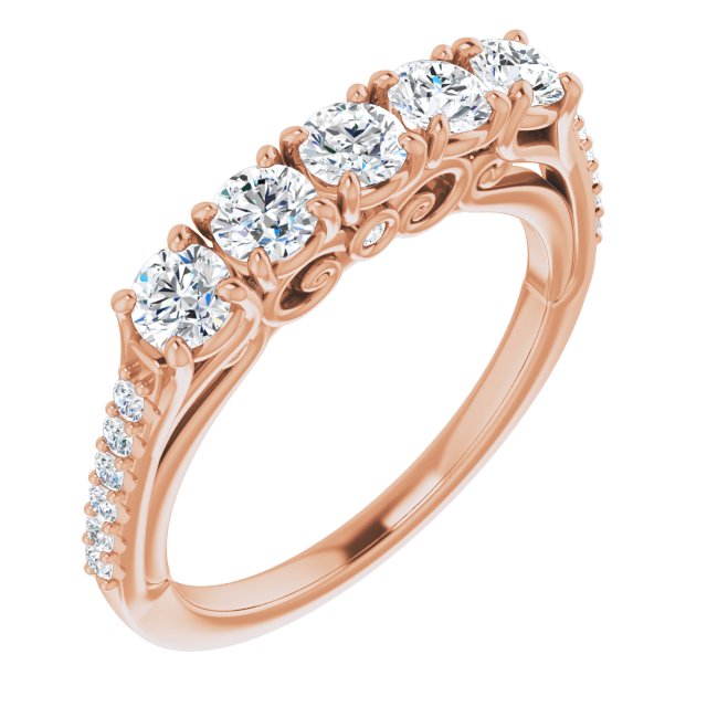 0.37 ct. Round Cut Diamond Wedding Band Filigree Accent Anniversary Ring-VIRABYANI