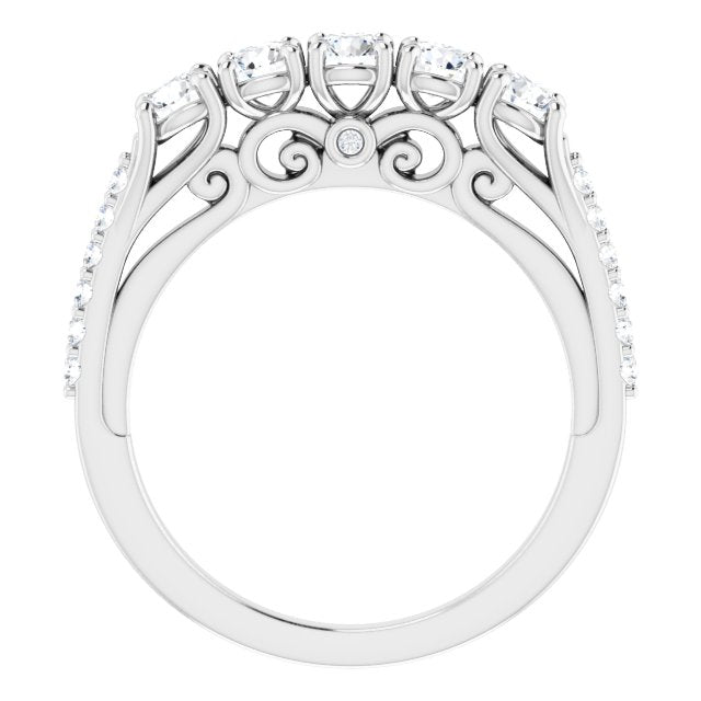 0.37 ct. Round Cut Diamond Wedding Band Filigree Accent Anniversary Ring-VIRABYANI