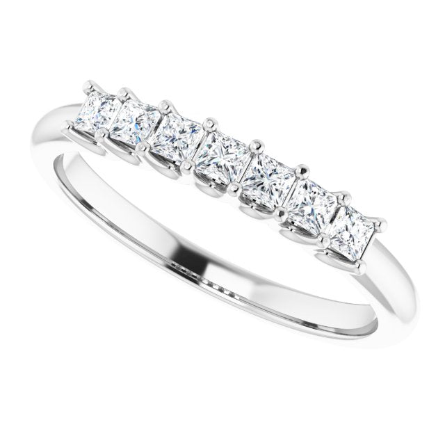 0.42 ct. Princess Cut Diamond Wedding Band 7 Stone Anniversary Ring-VIRABYANI