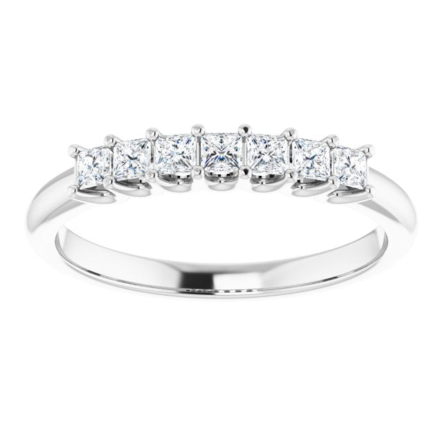 0.42 ct. Princess Cut Diamond Wedding Band 7 Stone Anniversary Ring-VIRABYANI