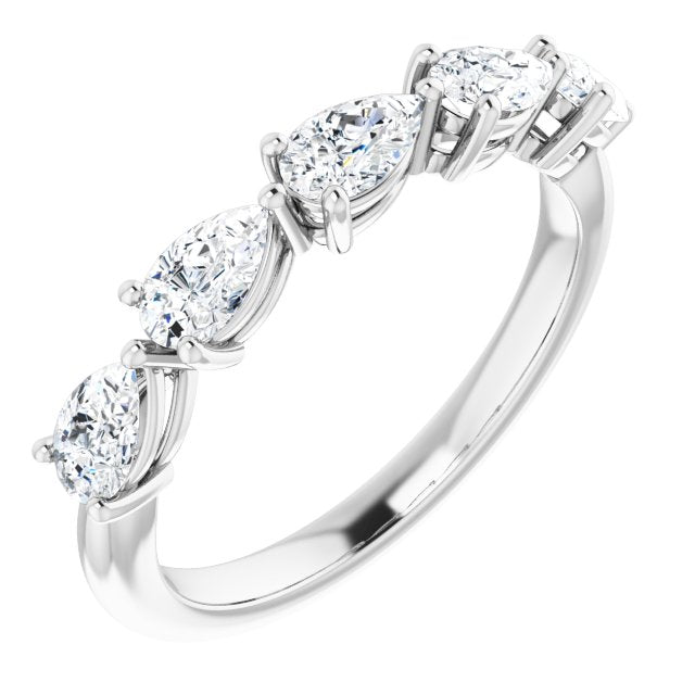 1.25 ct. Pear Cut Diamond Wedding Band 5 Stone Anniversary Ring-VIRABYANI