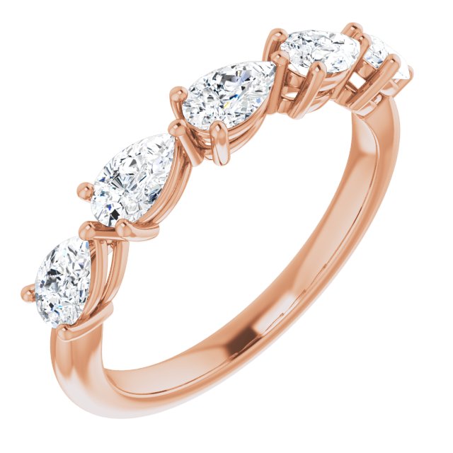1.25 ct. Pear Cut Diamond Wedding Band 5 Stone Anniversary Ring-VIRABYANI