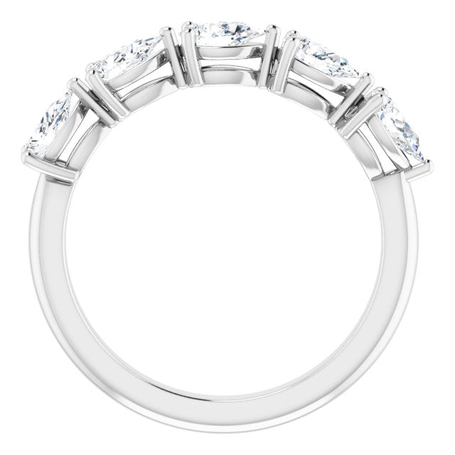 1.25 ct. Pear Cut Diamond Wedding Band 5 Stone Anniversary Ring-VIRABYANI