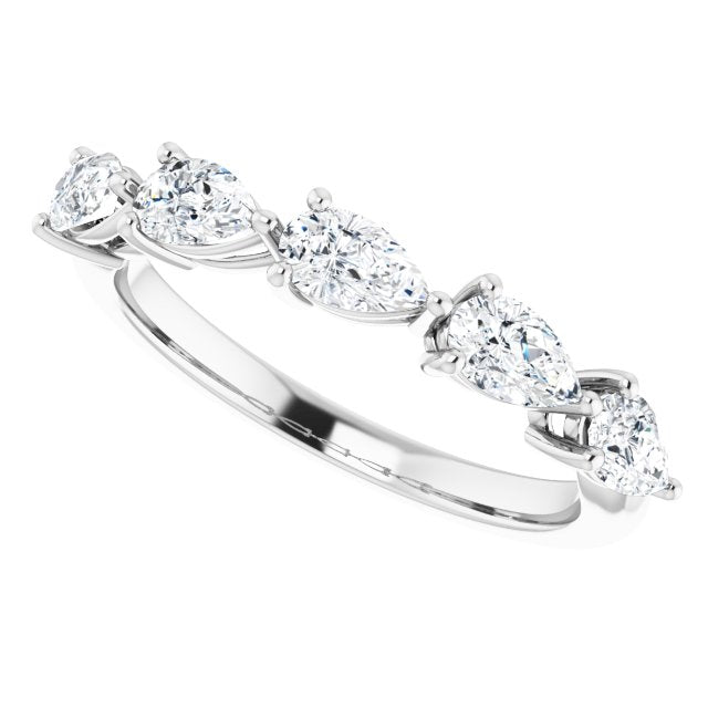 1.25 ct. Pear Cut Diamond Wedding Band 5 Stone Anniversary Ring-VIRABYANI