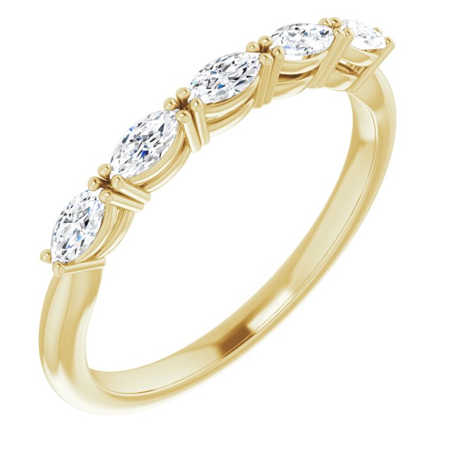 Marquise Diamond Five Stone Wedding Band-VIRABYANI