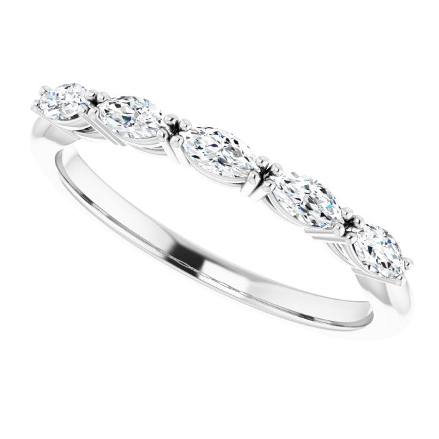 Marquise Diamond Five Stone Wedding Band-VIRABYANI