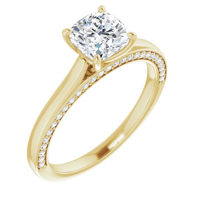 0.28 ctw Side Accent Diamond Solitaire Engagement Ring-in 14K/18K White, Yellow, Rose Gold and Platinum - Christmas Jewelry Gift -VIRABYANI