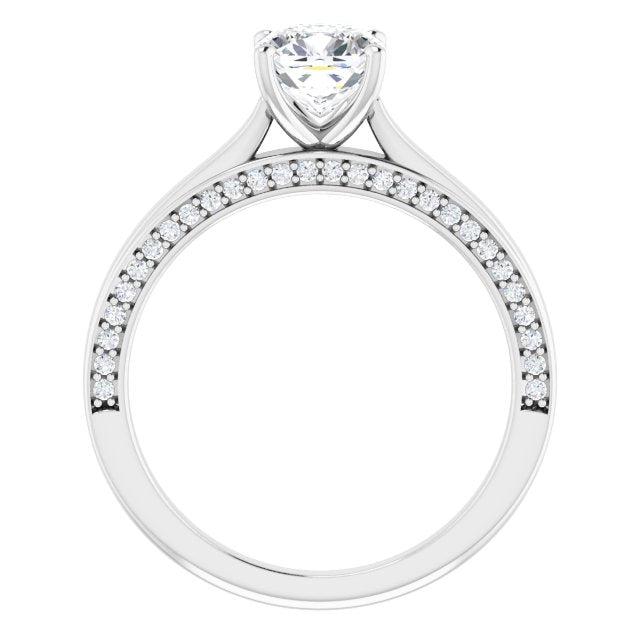 0.28 ctw Side Accent Diamond Solitaire Engagement Ring-in 14K/18K White, Yellow, Rose Gold and Platinum - Christmas Jewelry Gift -VIRABYANI