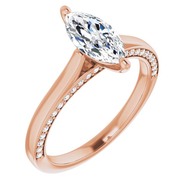 0.26 ctw Side Diamond Marquise Cut Solitaire Engagement Ring-in 14K/18K White, Yellow, Rose Gold and Platinum - Christmas Jewelry Gift -VIRABYANI