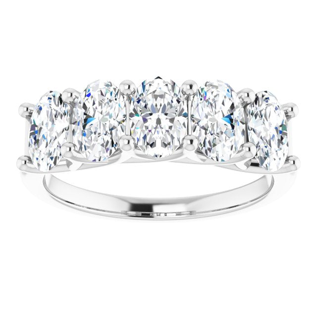 1.05 ct. Oval Cut Diamond Wedding Band 5 Stone Trellis Ring-VIRABYANI