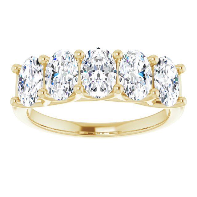 1.05 ct. Oval Cut Diamond Wedding Band 5 Stone Trellis Ring-VIRABYANI