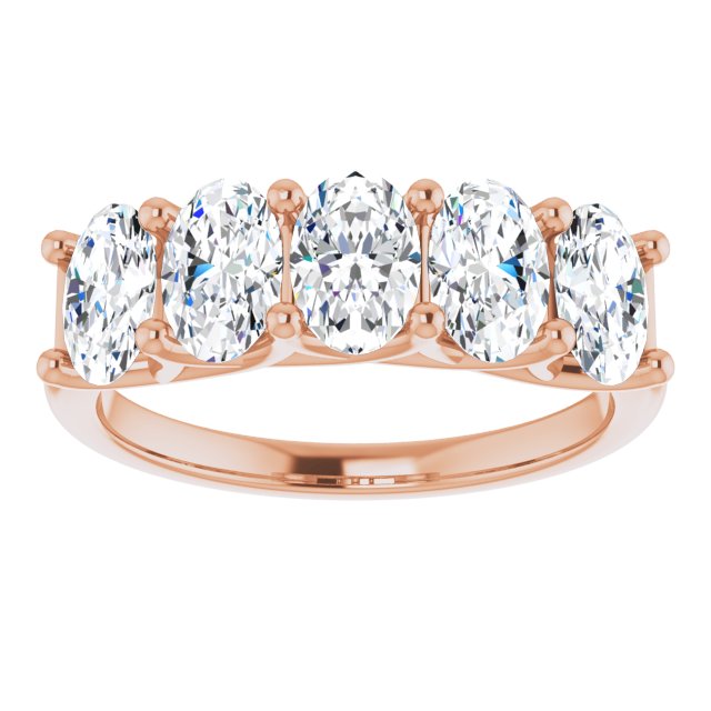 1.05 ct. Oval Cut Diamond Wedding Band 5 Stone Trellis Ring-VIRABYANI