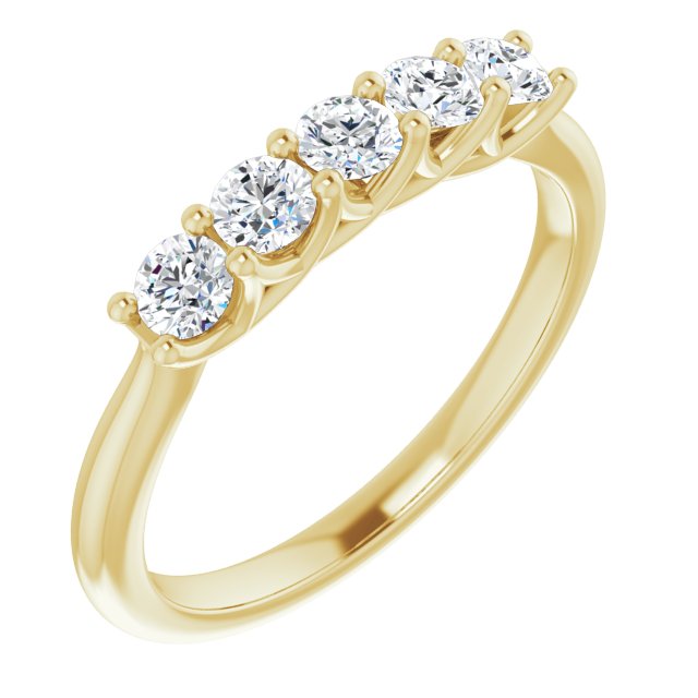 0.50 ct. Round Cut Diamond Wedding Band 5 Stone Trellis Setting-VIRABYANI