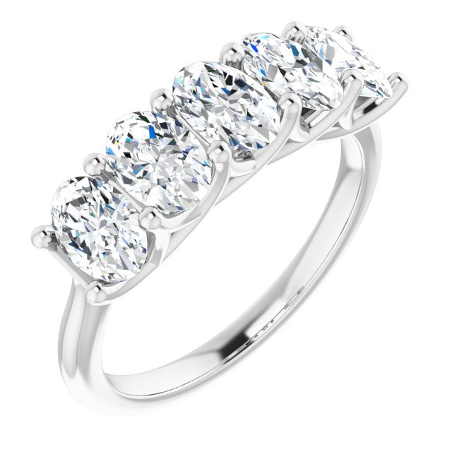 1.05 ct. Oval Cut Diamond Wedding Band 5 Stone Trellis Ring-VIRABYANI