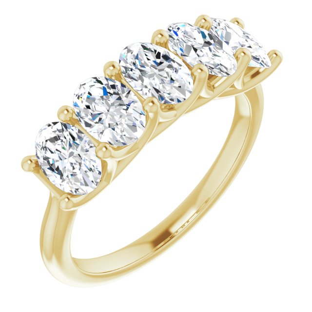 1.05 ct. Oval Cut Diamond Wedding Band 5 Stone Trellis Ring-VIRABYANI