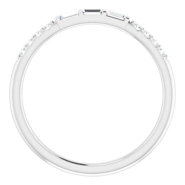 Baguette & Round Cut Diamond Wedding Band Petite Anniversary Ring-VIRABYANI