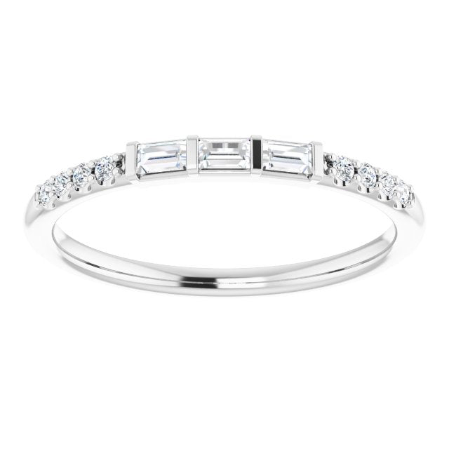 Baguette & Round Cut Diamond Wedding Band Petite Anniversary Ring-VIRABYANI