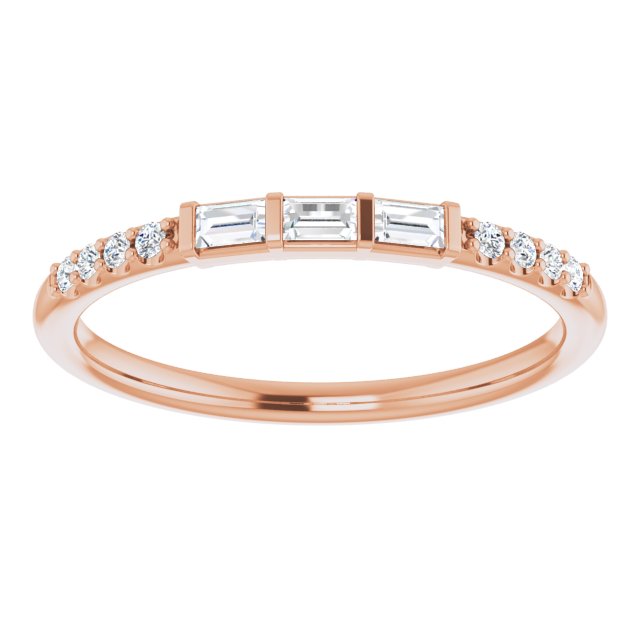 Baguette & Round Cut Diamond Wedding Band Petite Anniversary Ring-VIRABYANI