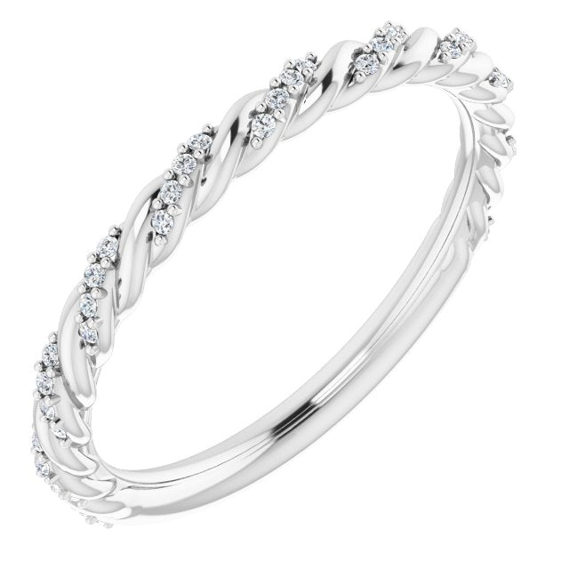 Rope Design Round Diamond Wedding Band-VIRABYANI