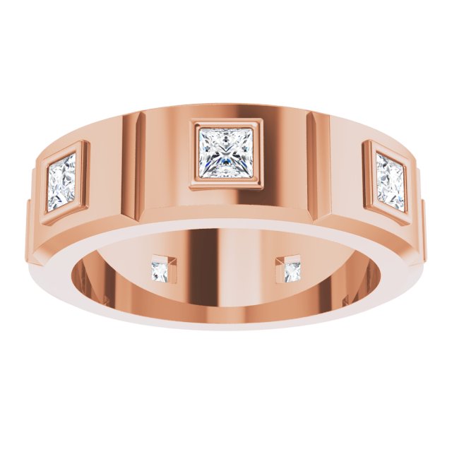 1.26 ctw Princess Diamond Eternity Band | Diamond Men's Wedding Ring-in 14K/18K White, Yellow, Rose Gold and Platinum - Christmas Jewelry Gift -VIRABYANI