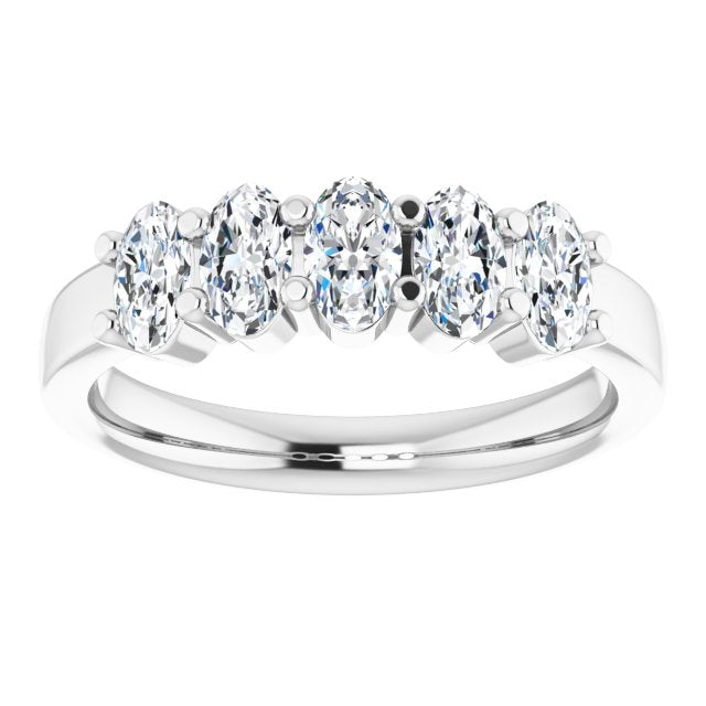 1.05 ct. Oval Cut Diamond Wedding Band 5 Stone Anniversary Ring-VIRABYANI