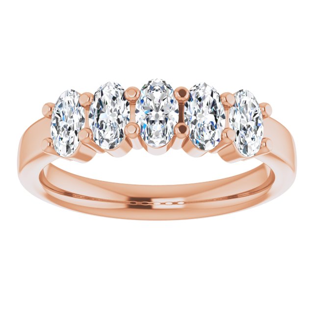 1.05 ct. Oval Cut Diamond Wedding Band 5 Stone Anniversary Ring-VIRABYANI