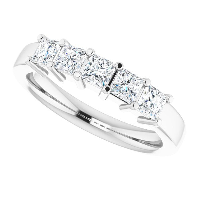 0.90 ct. Shared Prong Princess Cut Diamond Wedding Band-VIRABYANI