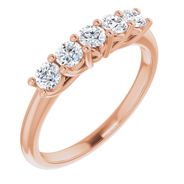 0.50 ct. Round Cut Diamond 5 Stone Wedding Band-in 14K/18K White, Yellow, Rose Gold and Platinum - Christmas Jewelry Gift -VIRABYANI