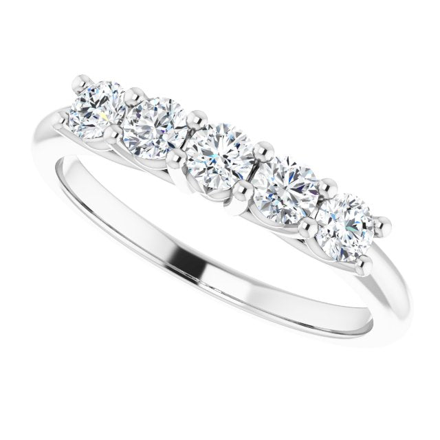 0.50 ct. Round Cut Diamond Wedding Band 5 Stone Anniversary Ring-VIRABYANI