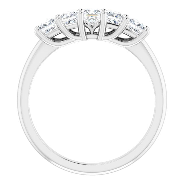 0.90 ct. Shared Prong Princess Diamond Wedding Band 5 Stone Ring-VIRABYANI