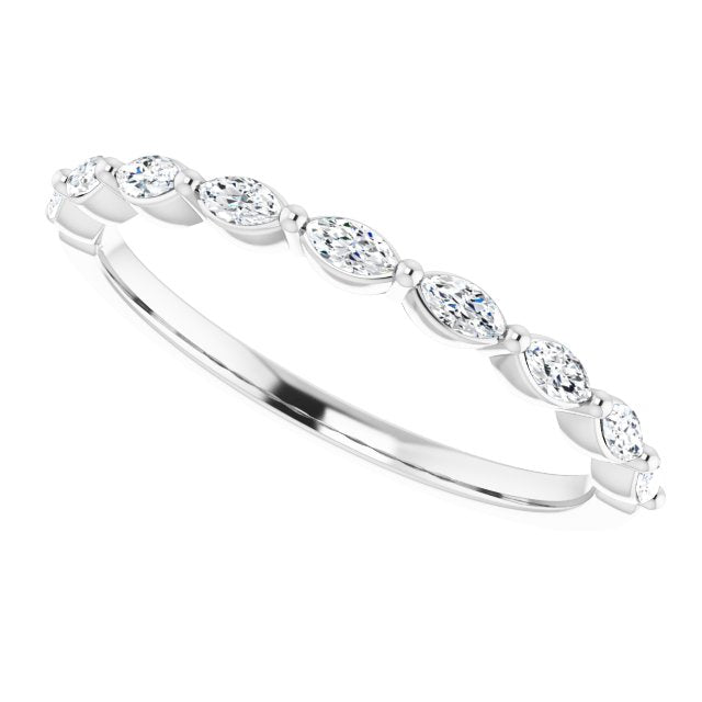 Marquise Diamond Shared Prong Wedding Band-VIRABYANI