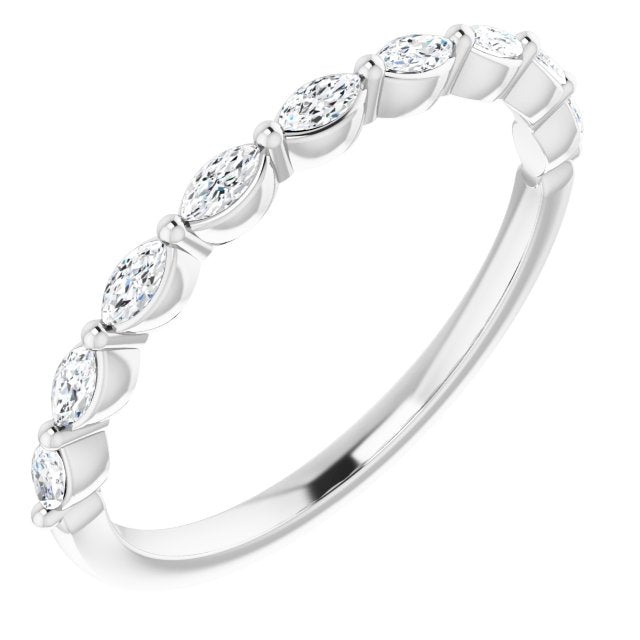 Marquise Diamond Shared Prong Wedding Band-VIRABYANI
