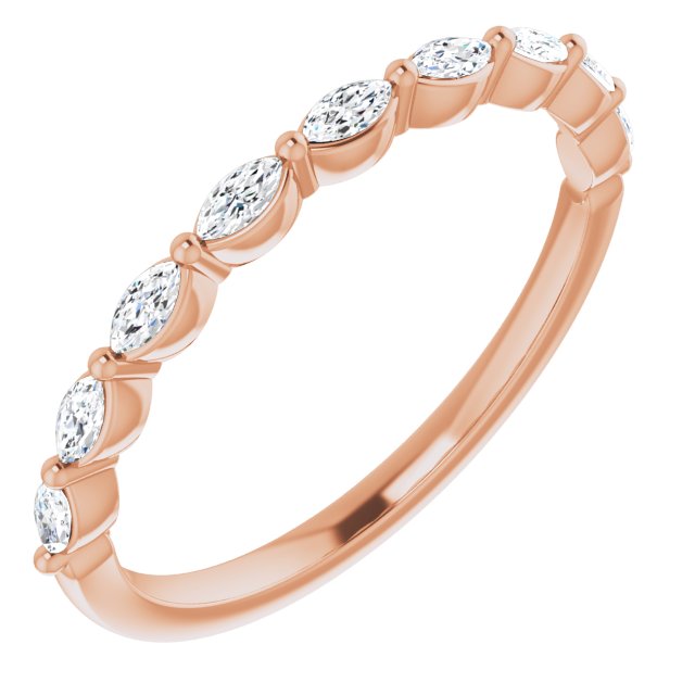 Marquise Diamond Shared Prong Wedding Band-VIRABYANI