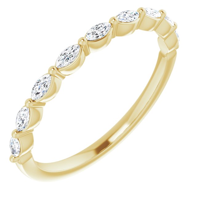 Marquise Diamond Shared Prong Wedding Band-VIRABYANI