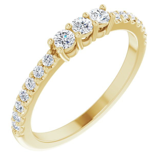 0.37 ct. Round Cut Diamond Wedding Band 3 Stone Style Anniversary Ring-VIRABYANI