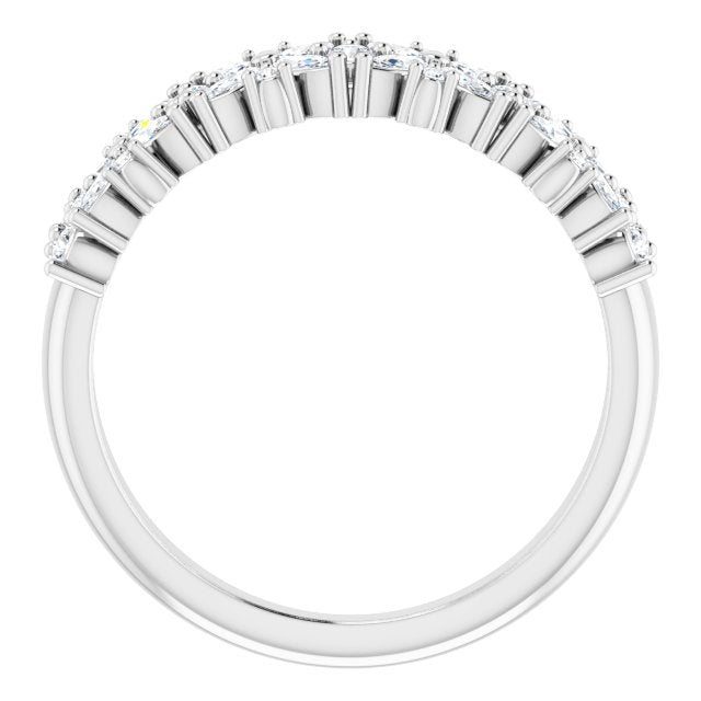 0.60 ct. Marquise And Round Diamond Floral Design Wedding Band-VIRABYANI