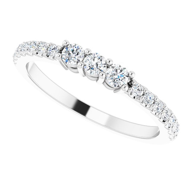 0.37 ct. Round Cut Diamond Wedding Band 3 Stone Style Anniversary Ring-VIRABYANI